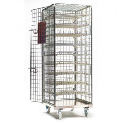 MEAT TROLLEY SECURITY ROLL CAGE WITH SLIDING SHELVES